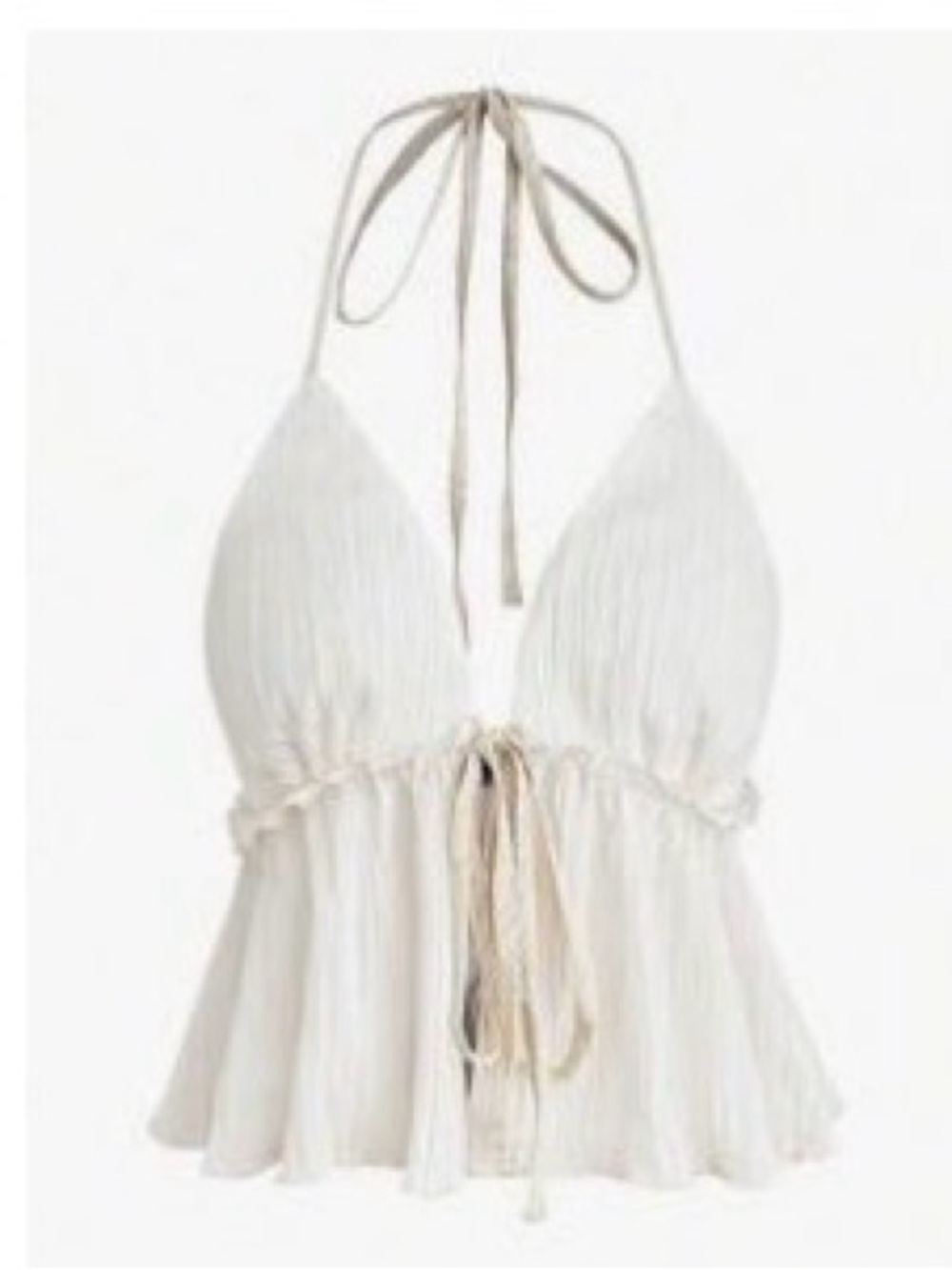 SHEIN Ivory Halter Tie-Front Camisole Top